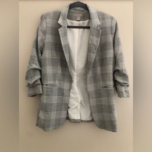 H&M Grey Checkered Blazer
